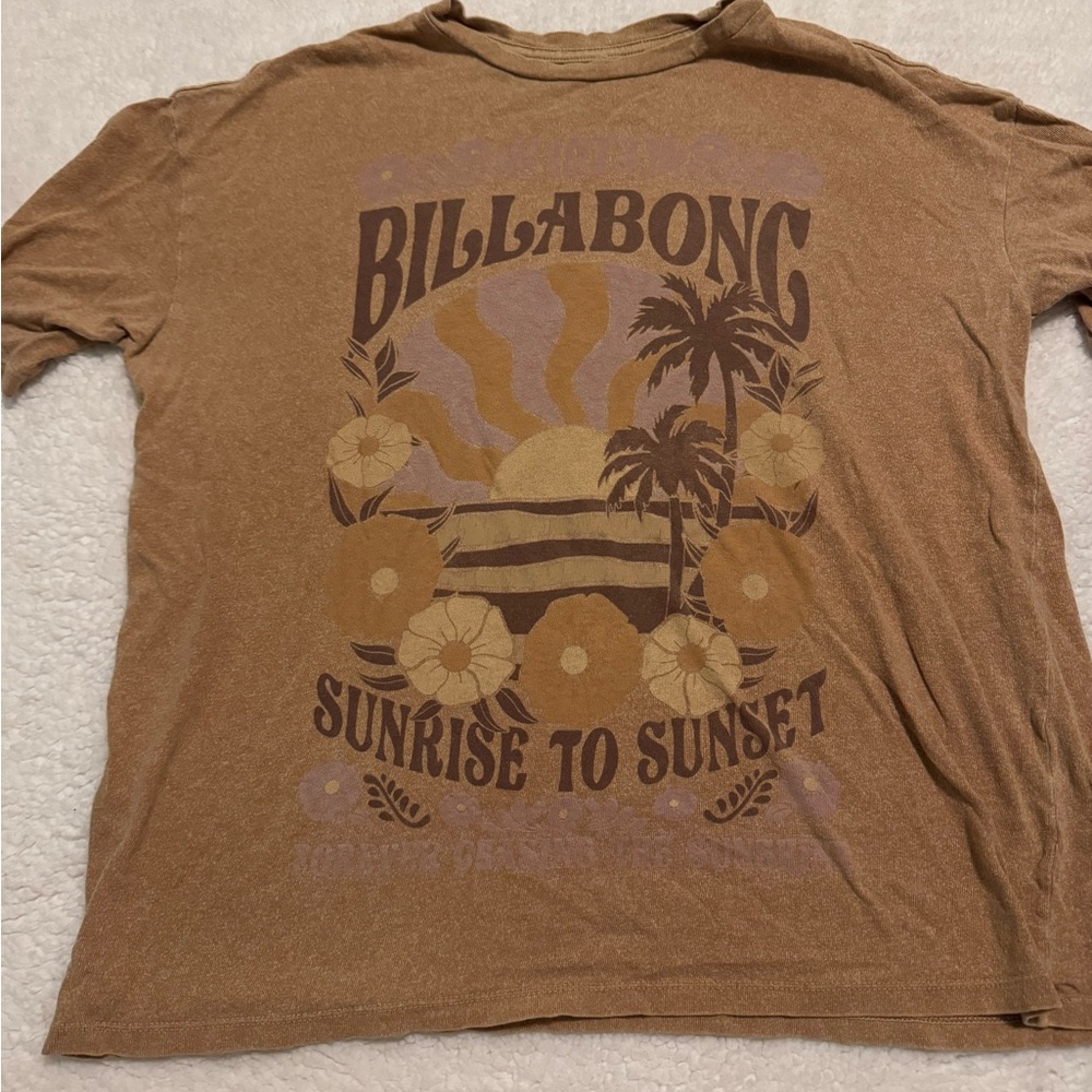 Billabong Brown Short Sleeve Tee with Vintage Graphic